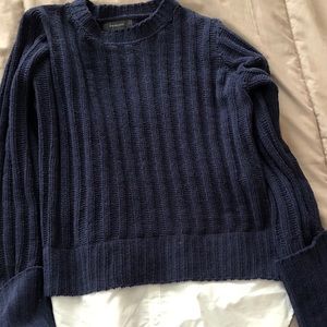 Navy sweater with sewn in blouse. Size medium